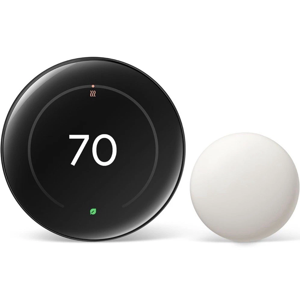 Google Nest Learning Thermostat Black + Temperature Sensor, Matter, Google Home