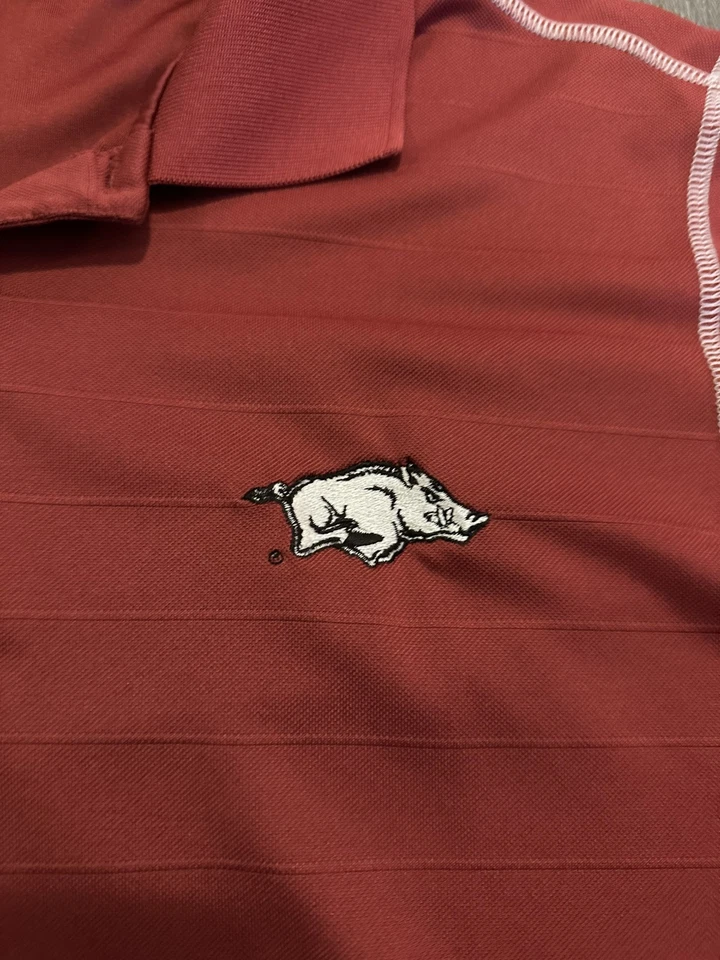 University Of Arkansas Razorbacks Antigua Maroon Short Sleeve Polo Shirt Mens XL - Image 2 of 4