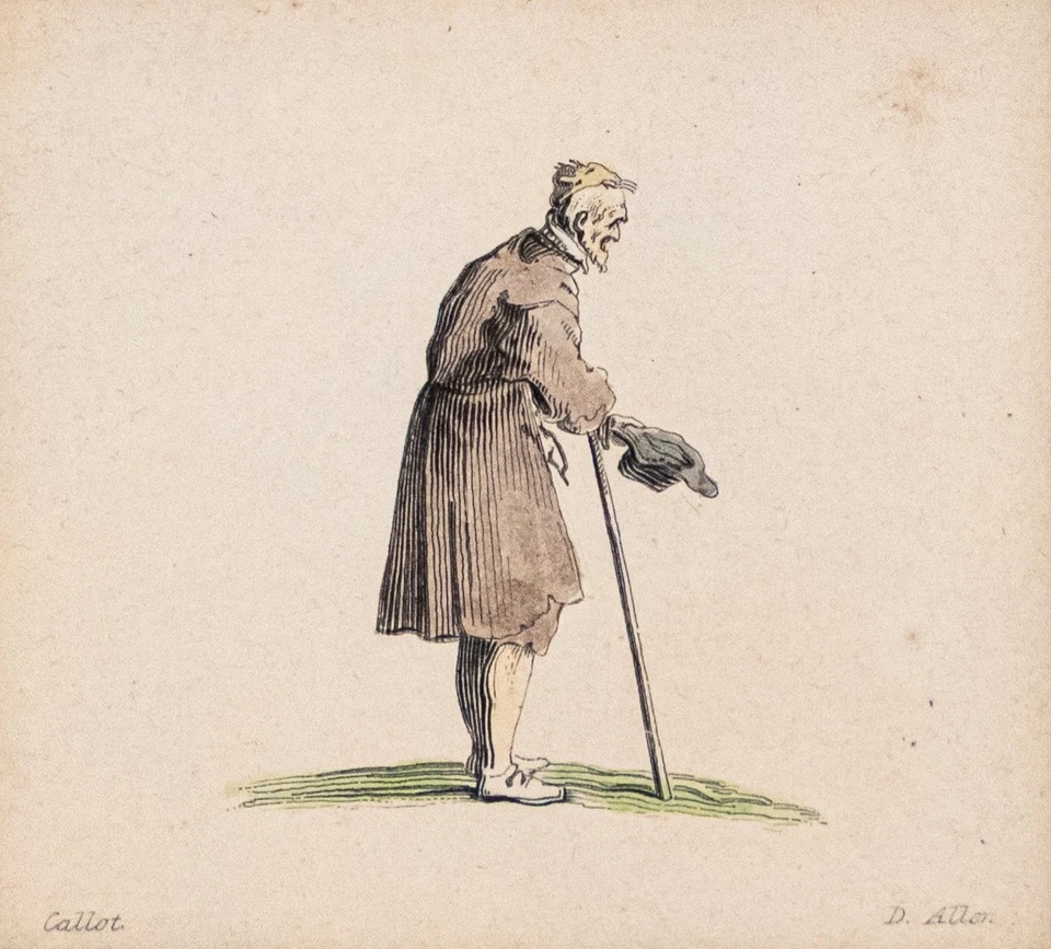 Miniatur Original Stahlstich koloriert um 1840  mit Rahmen - Bild 2 von 2