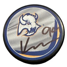 KONSTA HELENIUS signed (BUFFALO SABRES) Retro Hockey puck JSA COA CM05065