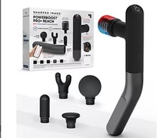 Sharper Image Powerboost Pro Reach Percussion Massager with 5 Attachments Black