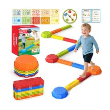 15PCS Rainbow Stepping Balance Beam Stones for Kids Toddlers - Indoor Outdo...