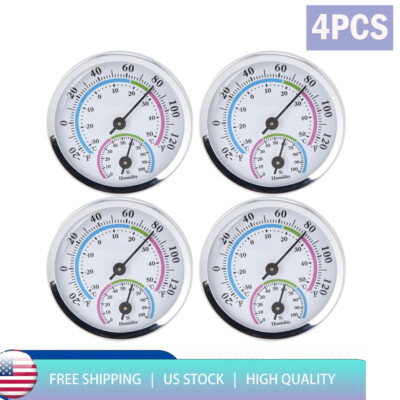 4Pcs Thermometer Mount Wall Garden Greenhouse Home Indoor&Outdoor Humidity Meter