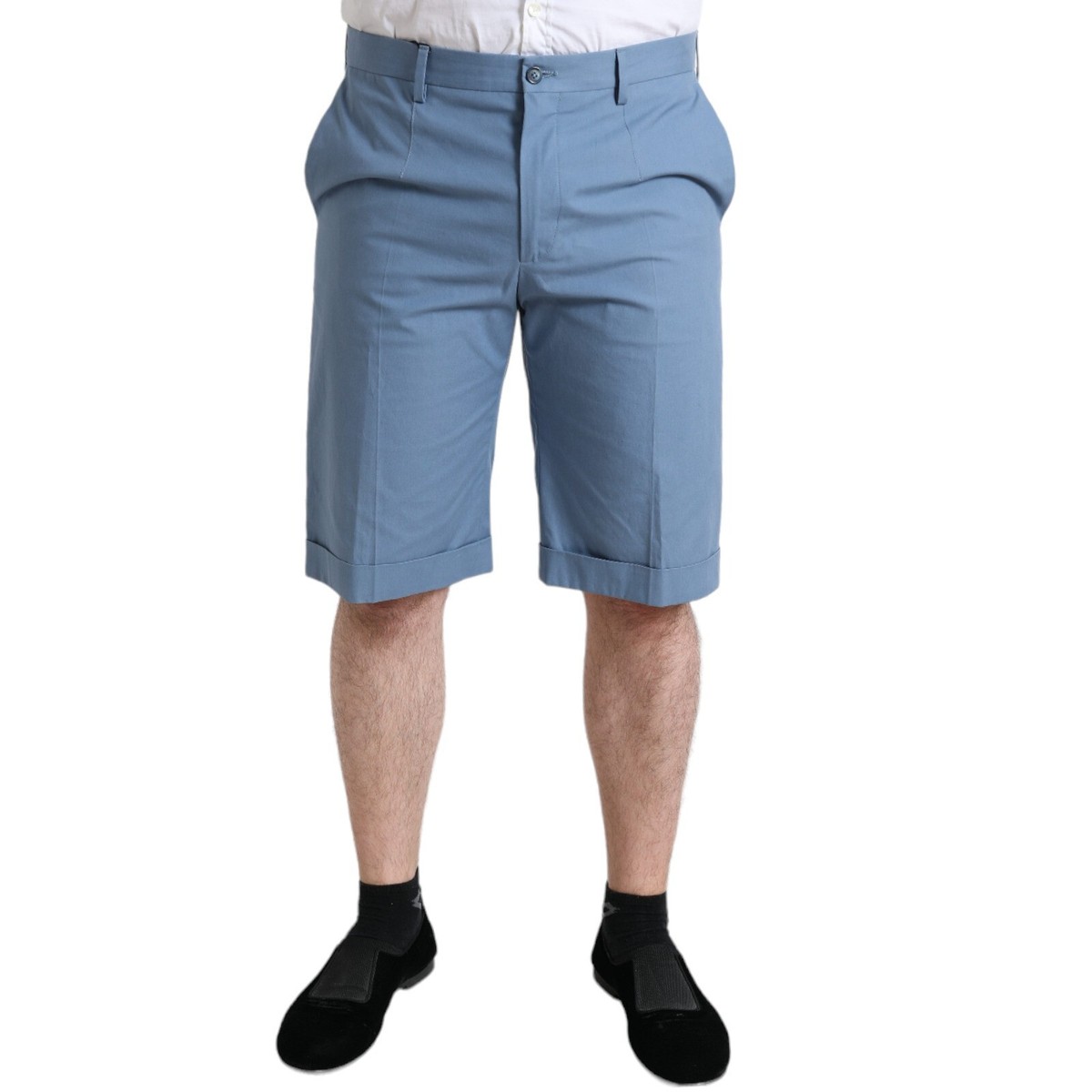 ショートパンツ Dolce&Gabbana Bermuda Shorts DOLCE & GABBANA Shorts Sky Blue Cotton Folded Hem Men
