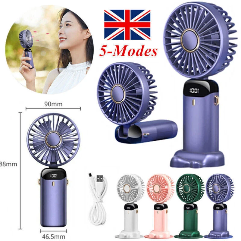 Portable Mini Hand held Fan Folding Desk Fan Cooler Cooling USB Rechargeable UK