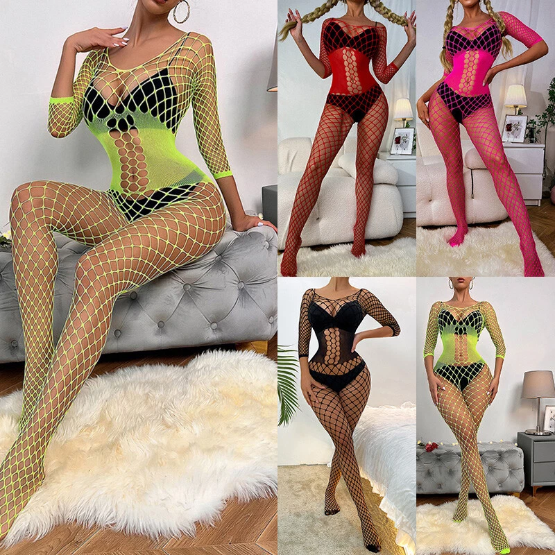 Women Full Body Fishnet Wear Bodystocking Sheer Bodysuit Lingerie Nightwear