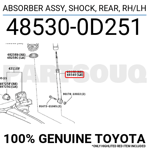 リバティー 48530-49815 Rear Axle Right Suspension Strut Assembly Shock