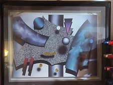 large abstract paintings on canvas original framed art Deco gold . 