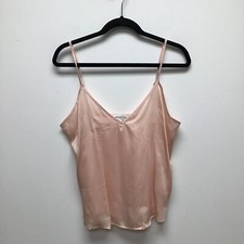 Ettitude Womens Pink Sleeveless V-Neck Adjustable Strap Sateen Sleep Camisole M