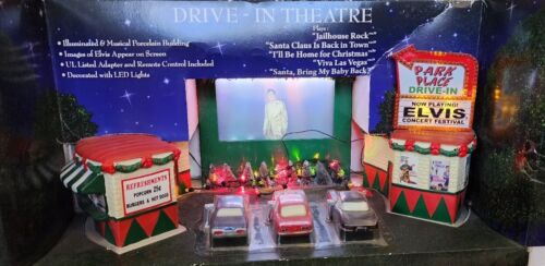 Elvis Presley Musical Light Up Christmas Drive-in Theater Decoration  - Afbeelding 1 van 12