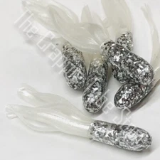 1.5" GlitterHead™ Crappie Tube 50 Pack     Silver Glitter/White