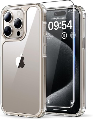 TAURI iPhone 15 Pro Case with 2X Screen Protectors Clear