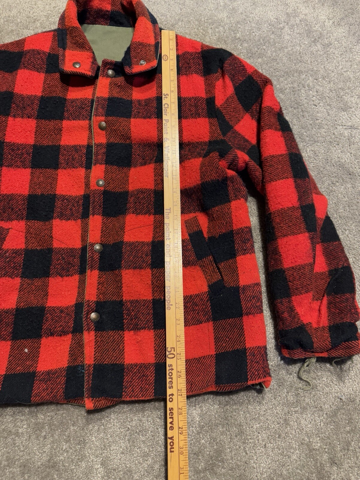 Vintage Distressed Sears Reversible Wearmaster Plaid Flannel Green Jacket Men’s image 8