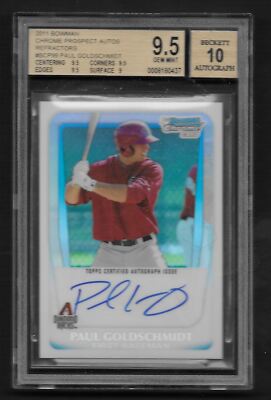 Paul Goldschmidt 2011 Bowman Chrome Auto Refractor 218/500 #BCP99 BGS 9.5/100