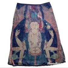 Vintage Vivienne Tam Buddha Mesh Midi Y2K Skirt Sz 2