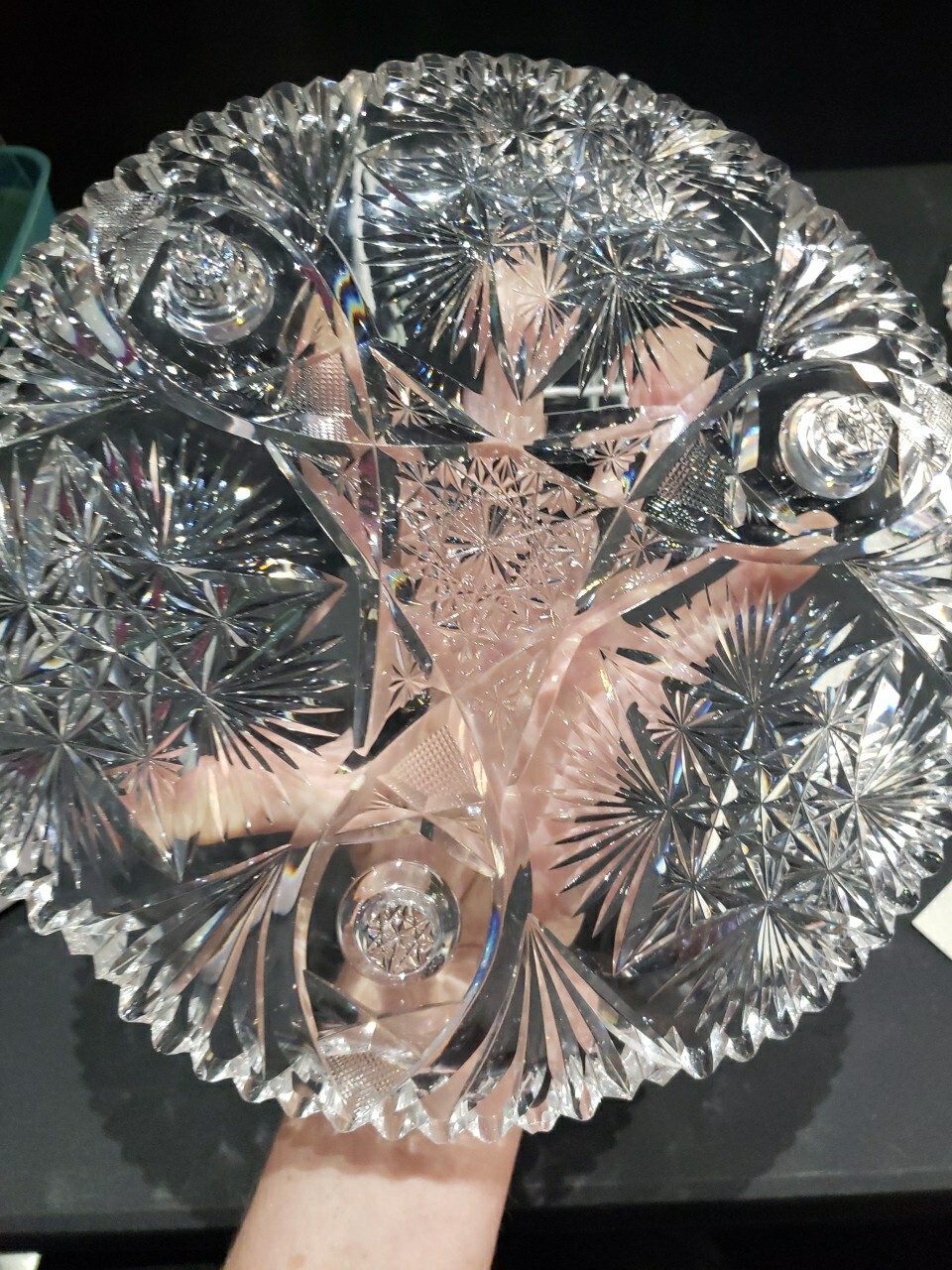 10" Footed Plate. American brilliant period cut glass crystal Signed Fry Fashion