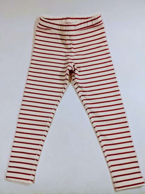 HANNA ANDERSSON size 120 US Size 6-7 PANT Legging White Red Striped Valentine