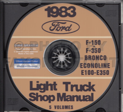 1983 Ford Truck Shop Manual 5 Book Set on CD F150 F250 F350 Bronco Van Service