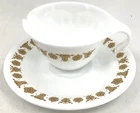 Vintage Corning Corelle Butterfly Gold Creamer Spout Cup With Saucer Gravy