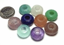 2 pcs 14mm Faceted Rondelle Beads 5mm LARGE HOLE Choose Stone 