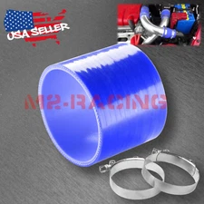 3.5" Silicone Hose Adapter Transition Blue Coupler Pipe Connector + T Clamp 4PLY