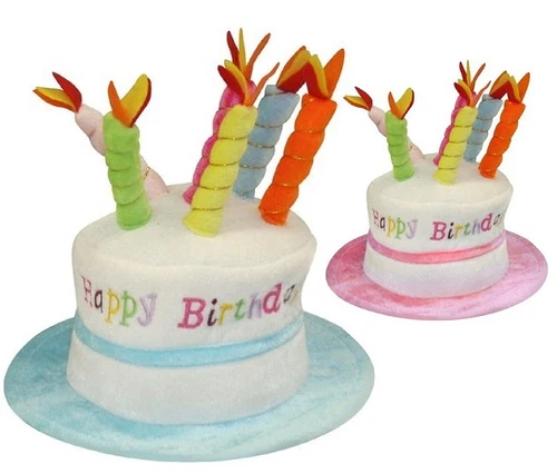 Adult Happy Birthday Hat Cake Hat with Mock Candles Gift Hat 2 Colours New
