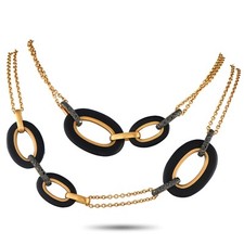 Pomellato Victoria 18K Rose Gold 4.70ct Diamond and Black Jet Necklace