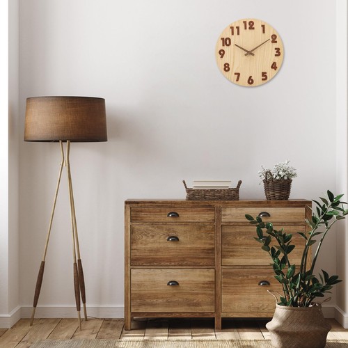 12 Inch Wooden Wall Clock Silent Non-Ticking Battery Rustic Farmhouse Decor - Picture 6 of 7