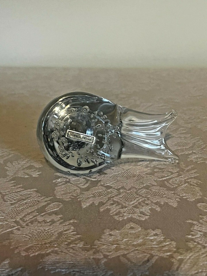 Clear Art Glass Bird Paperweight Song Bird Figure Bullicante Controlled