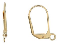 10 Gold Plated Brass 17.5mm Leverback Earwires with Open Loop Earrings