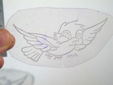 vtg 1960s 70s Tattoo acetate stencil Pop Culture Snow White Bluebird signed MX