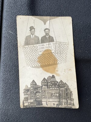 1910s RPPC  Flying Over Corn Palace Mitchell, SD  Postcard Studio Portrait Trick