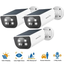 Wansview 3MP IP Security Camera Audio Outdoor Color Night Vision Solar panels 2K