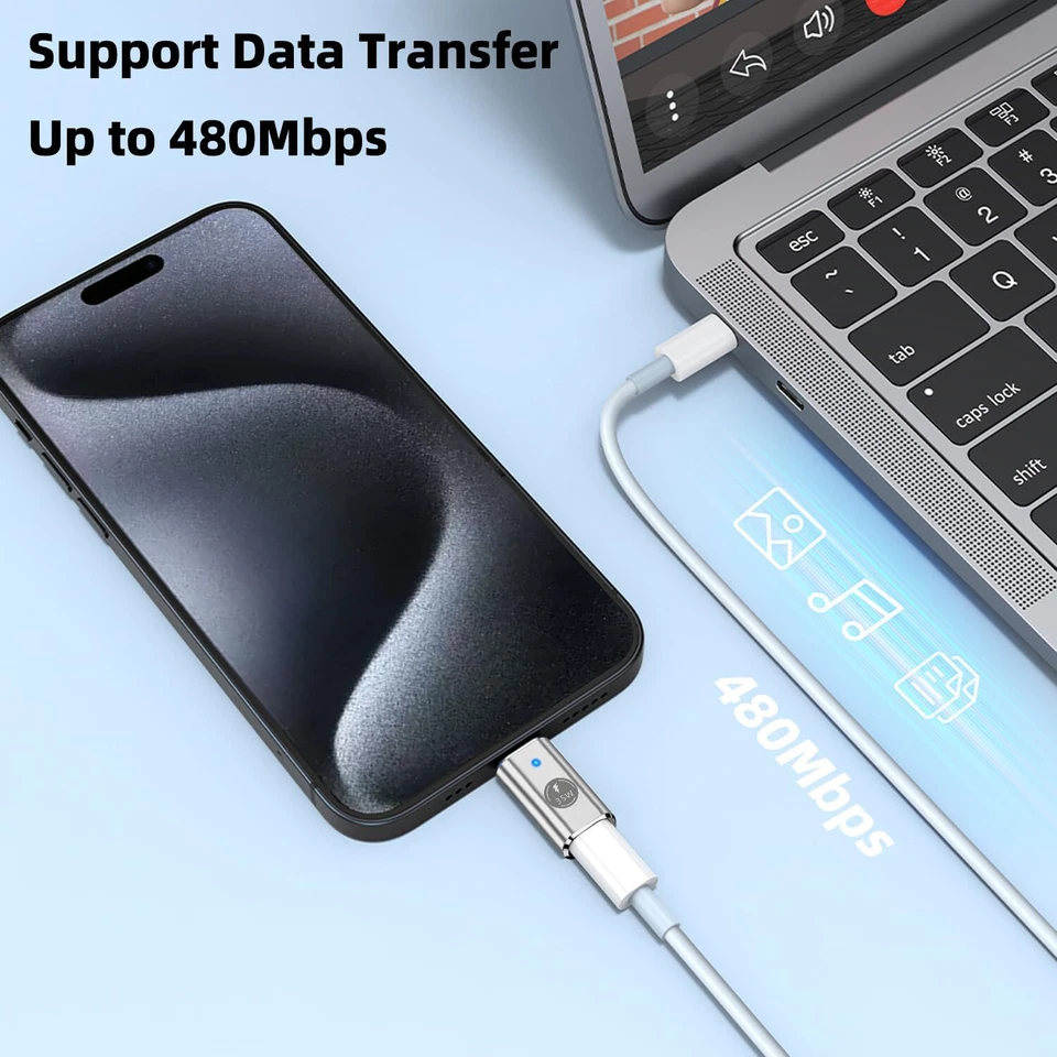 Адаптер 35 Вт USB-C штекер на гнездо iOS + шнурок для iPhone 15 Pro Max 15 Plus лот - Изображение 4 из 4