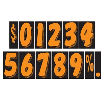 EZ 7 1/2'' black orange Vinyl Windshield Numbers Digits Car Lot Pricing Stickers