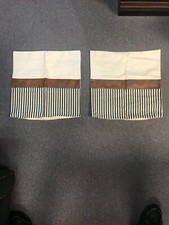 Set of 2 Farmhouse Decor Stripe Patchwork Linen Throw Pillow Covers ,Modern Navy