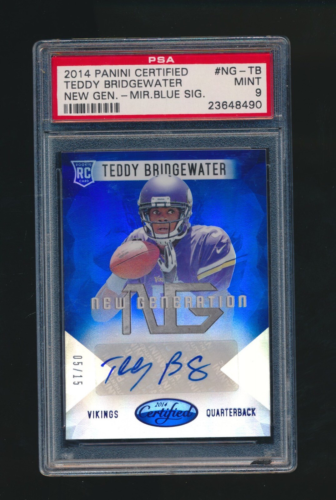 Teddy Bridgewater Panini Certified New Generation #NGTB Mirror Blue Signatures