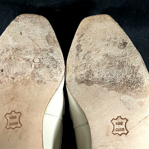Enzo Angiolini Damenschuhe 8.5 N Slipper Halbschuhe Perlmutt Leder Löwe Skimmer - Bild 8 von 9