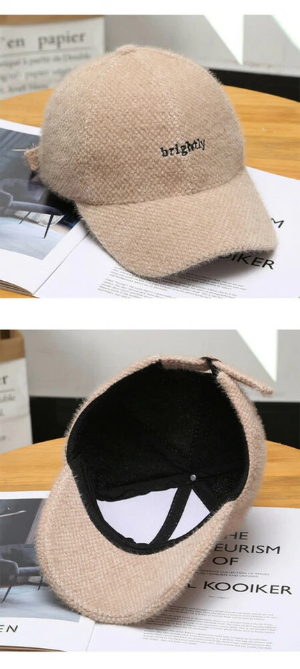 Windproof Cashmere Velvet Baseball Cap Unisex Sun Shade Adjustable Outdoor Hats - Image 3 of 4