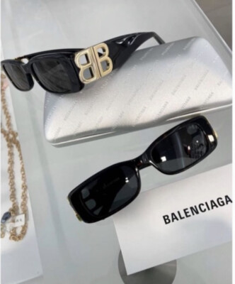 Balenciaga Dynasty BB0096S 001 Black Gold Grey Lens Unisex