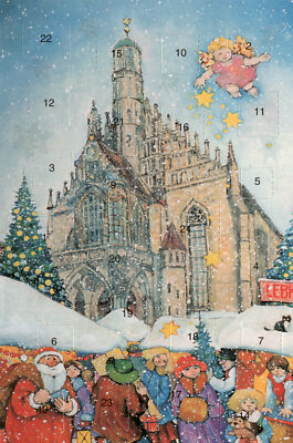 Adventskalenderkarten 5 Stück Nürnberg Nostalgie Weihnachten Grußkarten Kunstkar