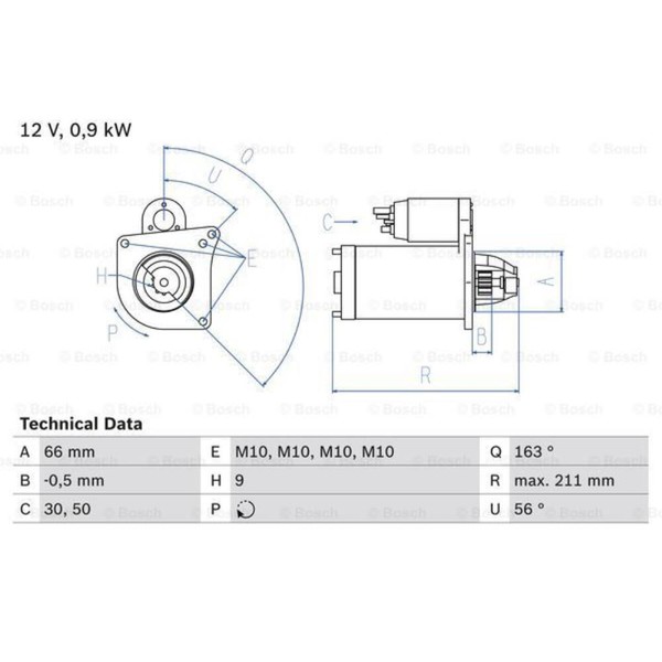 Bosch Anlasser Starter 0.9Kw FüR Renault ScéNic I GroßRaumlimousine-image