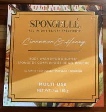 Spongelle CINNAMON & HONEY Infused Bath Shower Body Sponge Buffer 3.5oz New
