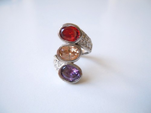 Bague En Argent 925 Avec 2 Pierres Claires 4,1 G/Gr.58