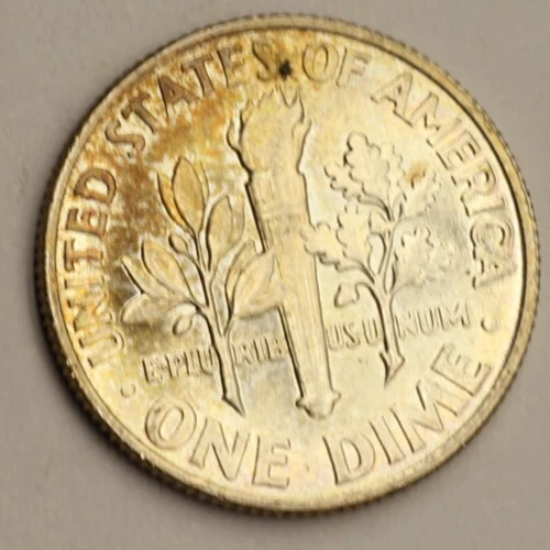 1964  Roosevelt  Dime UNC/AU Toning Rainbow