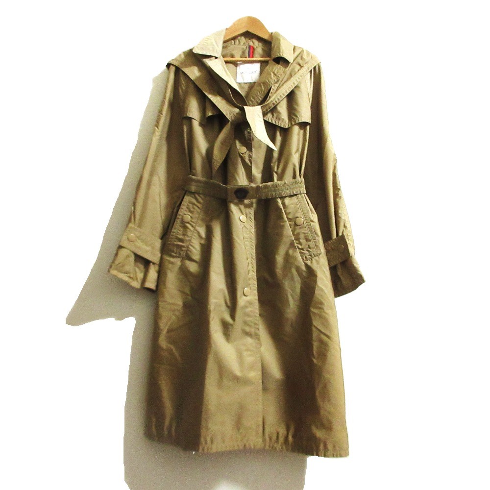 MONCLER VANILLE nylon trench coat, size 0, beige Women USED