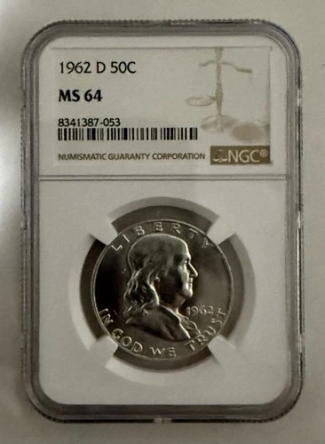 1962-D Franklin Half Dollar NGC Graded MS64 90% $.50 Nice Coin