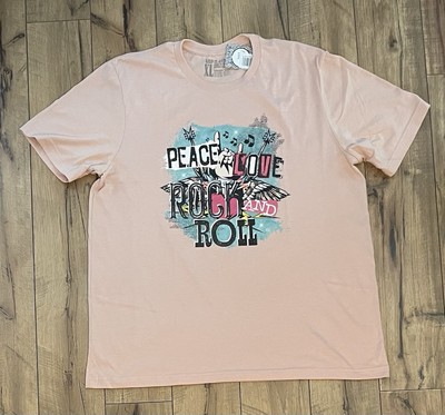 Peace Love Rock And Roll Concert Style Tee Shirt Sz XL Keep It Gypsy