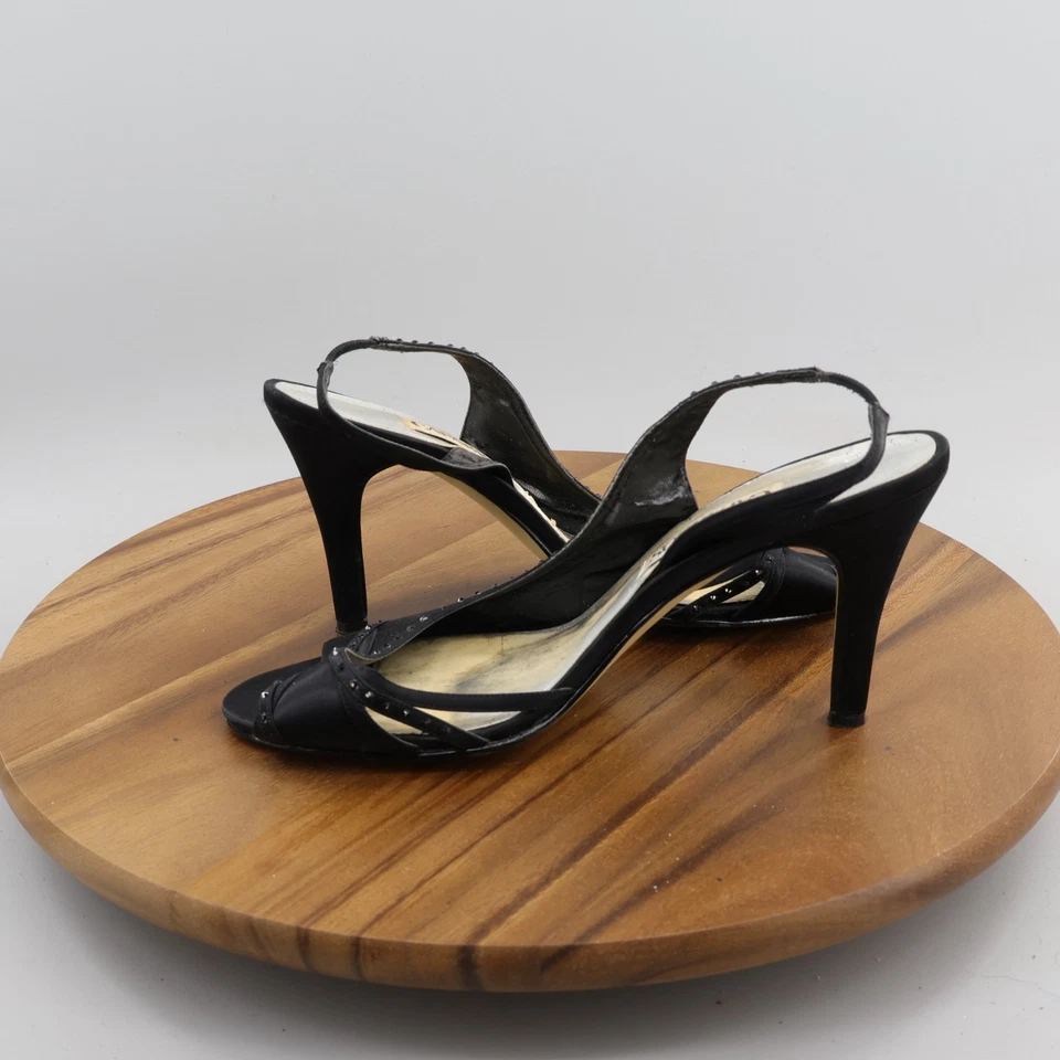 TACONES CAPARROS DAMAS GAMUZA NEGRA Y CUERO PUNTA ABIERTA TALLA 8B Foto 4 de 4