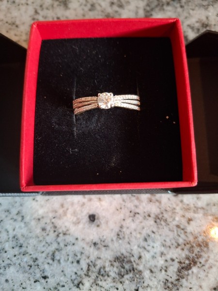 Gelb-Weissgoldring mit 7  diamant 585 gebraucht